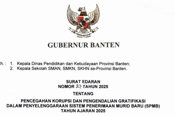 Andra Soni Keluarkan Surat Edaran Terkait Sistem Penerimaan Siswa Baru